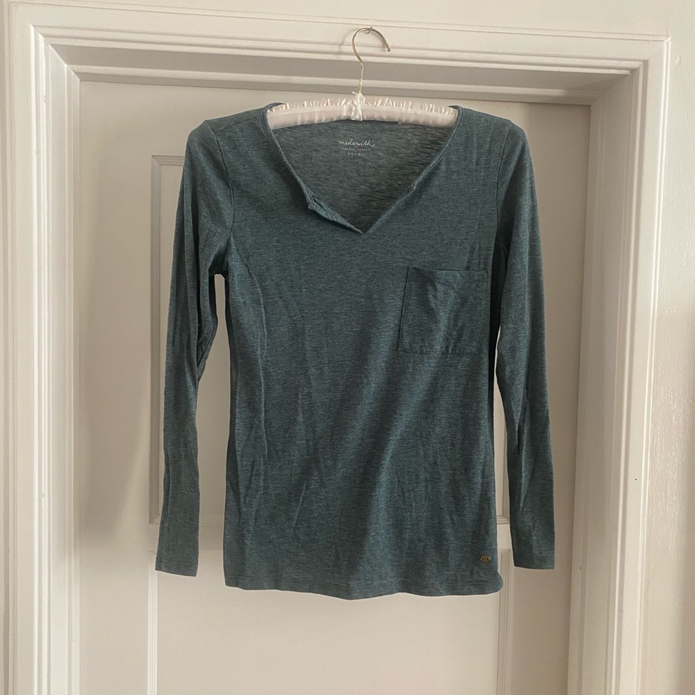 ESPRIT long sleeve green notch tee